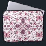 Bugs, dark magenta and pink on white laptop sleeve<br><div class="desc">Hand-drawn symetrical pattern with various bugs-beetles,  butterflies and spiders</div>