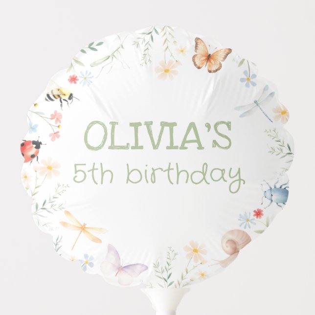 Bugs Girl Birthday Insect Party Balloon (Front)