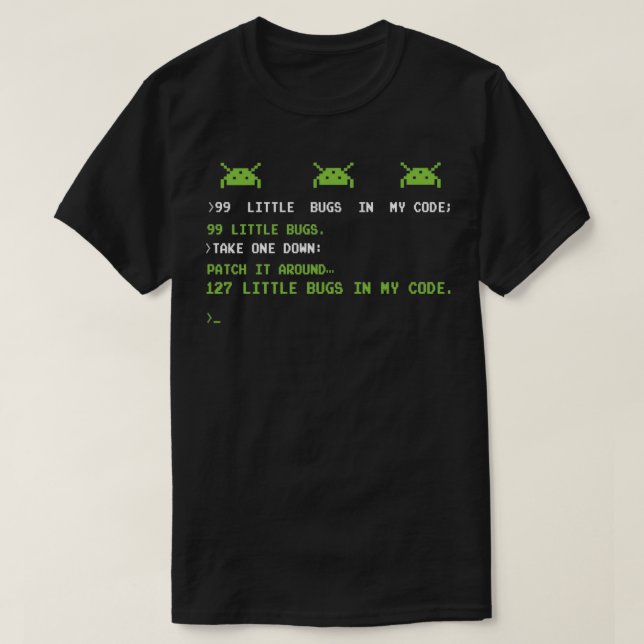 Bugs In Code Computer Science Coder Programmer T-Shirt (Design Front)