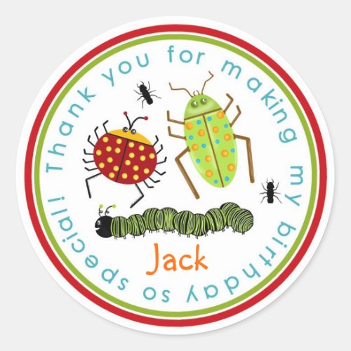 Bugs Insects Ladybugs Ants Birthday Favor Stickers