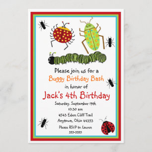 Bugs Insects Ladybugs Ants Birthday Invitations