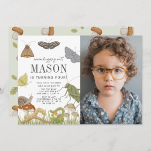 Bugs & Insects Mushroom Boy Birthday Photo Invitation