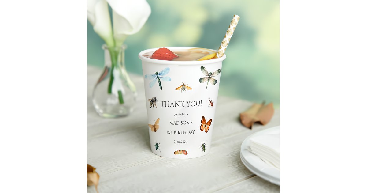 Bugs & Insects Vintage Birthday Party Paper Cups | Zazzle