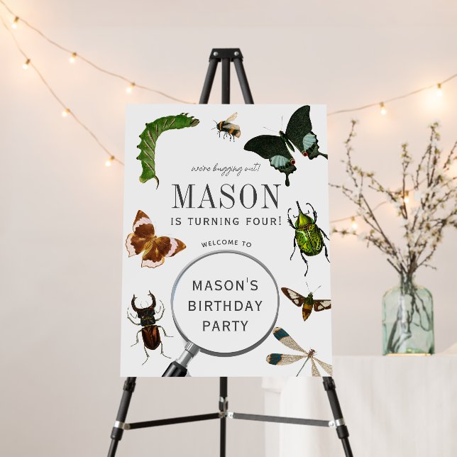 Bugs & Insects Vintage Boy Birthday Welcome Foam Board (In Situ (Stand))