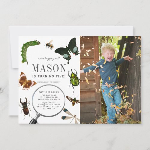 Bugs  Insects Vintage Boy Photo Birthday Invitation