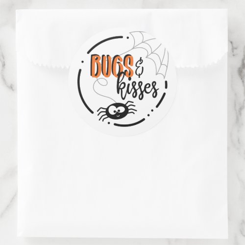 Bugs  Kisses Circle Halloween Stickers