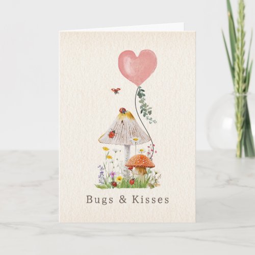 Bugs  Kisses Ladybugs Mushroom Valentine Card