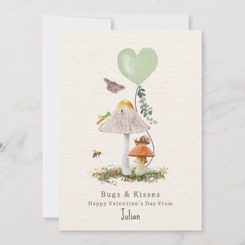 Bugs  Kisses Mushroom Classroom Valentine Card