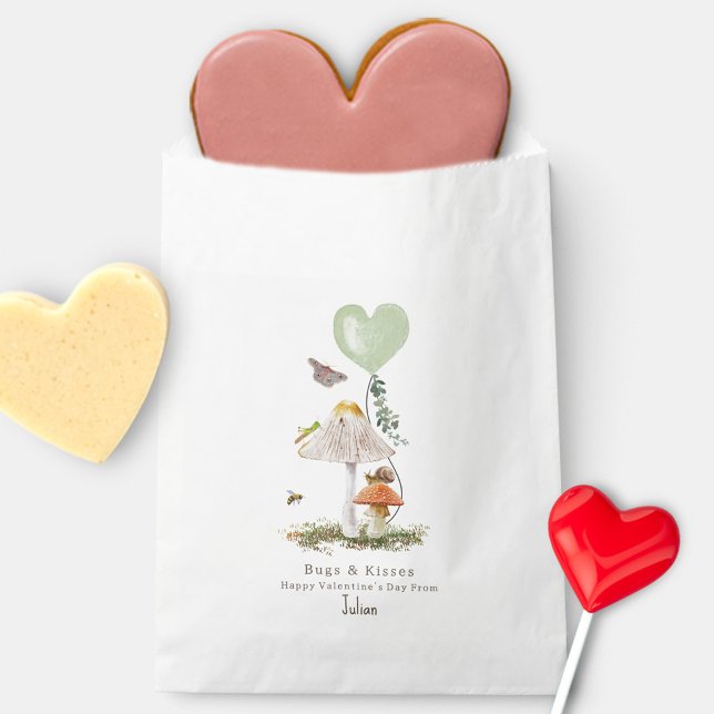 Bugs & Kisses  Mushrooms Classroom Valentine  Favor Bag (Creator Uploaded)