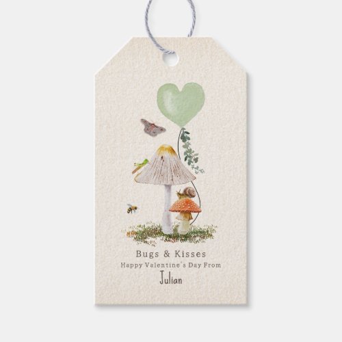 Bugs  Kisses Snail Mushroom Valentine Gift Tags