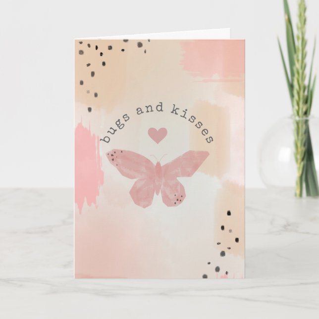 Bugs & Kisses Valentine Butterfly Card (Front)
