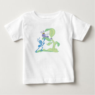 Bug's Life Flik talking to Princess Atta on a leaf Baby T-Shirt
