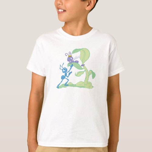 Bugs Life Flik talking to Princess Atta on a leaf T_Shirt