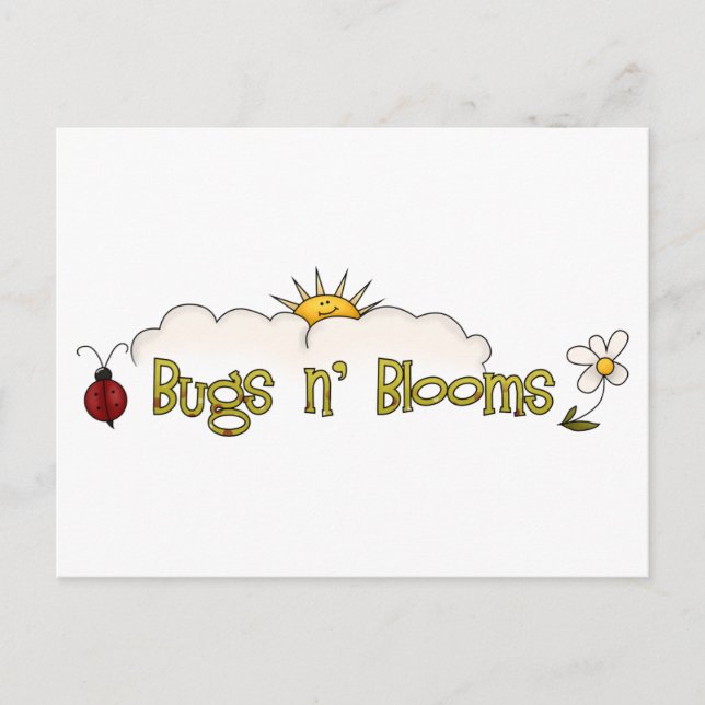 Bugs 'n' Blooms · Wordart Postcard (Front)