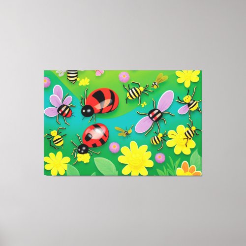 Bugs n Hugs Colorful  Canvas Print