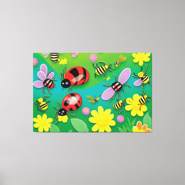 Bugs 'n' Hugs Colorful  Canvas Print (Front)