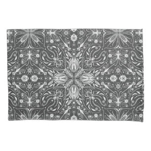 Bugs, off white on black pillow case