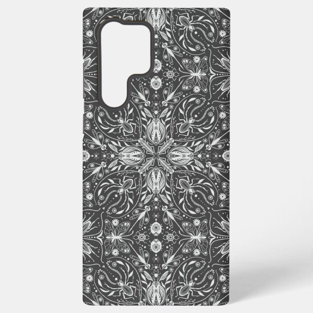 Bugs, off white on black samsung galaxy case (Back)