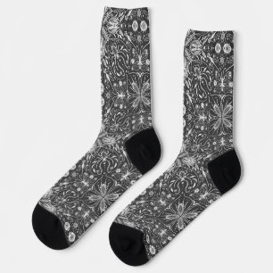 Bugs, off white on black socks