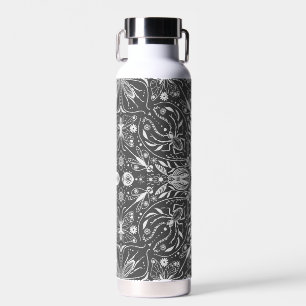 Bugs, off white on black water bottle