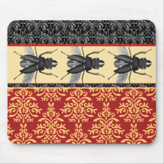 Bugs on Brocade - Elegant Damask, Creepy Beetle! Mouse Pad