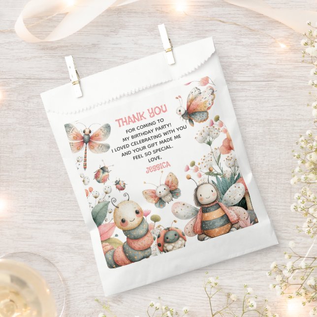 BUGTASTIC Cute Insects Kids' Birthday Thank You Favor Bag (Clipped)