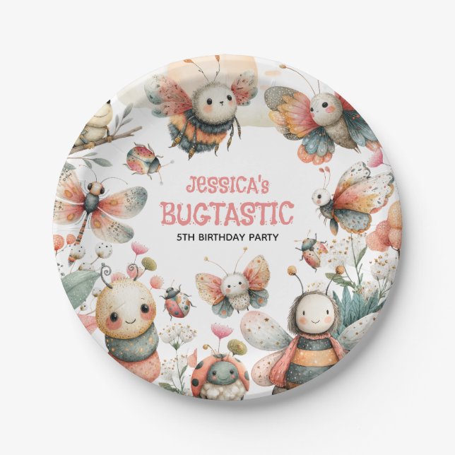 BUGTASTIC Insects Cute Bugs Kids' Birthday Party  Paper Plates (Front)
