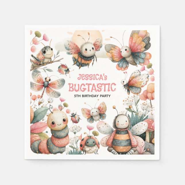 BUGTASTIC Insects Whimsical Kids' Birthday Party  Napkins (Front)
