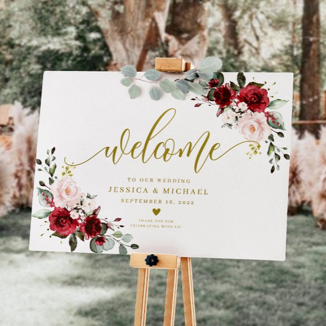 Bugundy Floral Welcome Sign (Creator Uploaded)