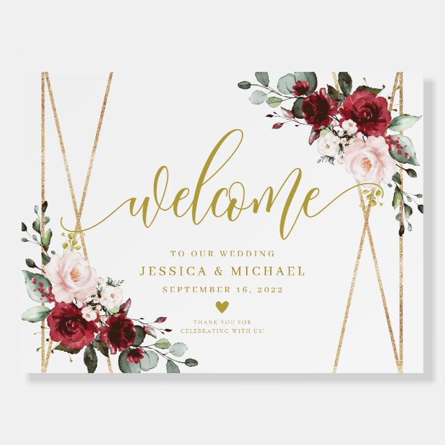 Bugundy Welcome Sign Foam Core Borad (Front)