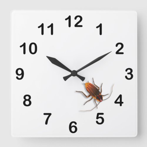 Bugzeez_Hickory Dickory Roach Square Wall Clock