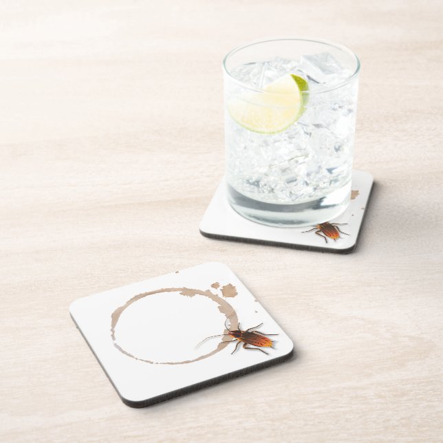 Bugzeez_Icky Sticky Roaches_coffee ring stain Beverage Coaster (Right Side)