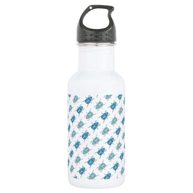 Bugzter - Blue Dung Beetle Run Stainless Steel Water Bottle (Front)