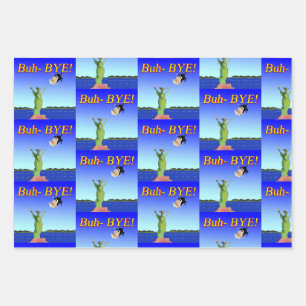 "Buh-BYE" Trump Political Cartoon 2021 New Years Wrapping Paper Sheets