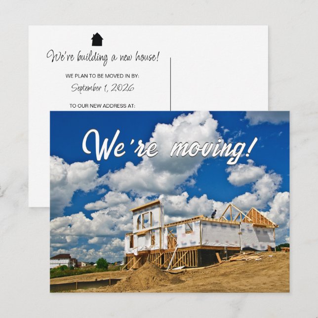 Buidling a New House Moving Announcement Postcard (Front/Back)