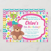 Build A Bear Girl's Birthday Party Invitation (Front/Back)