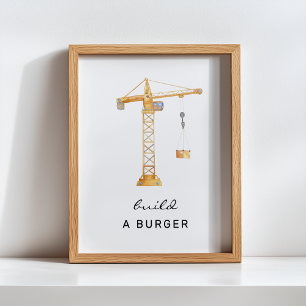 Build a Burger Construction Birthday Sign
