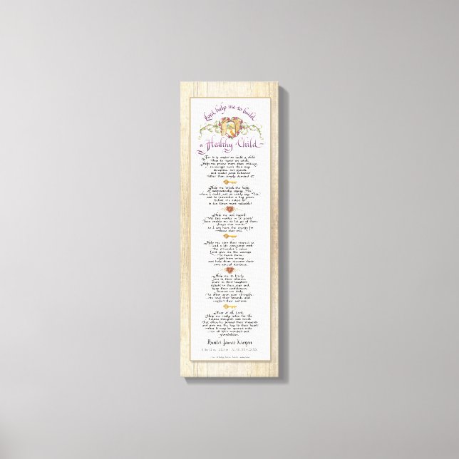 Build a Healthy Child Calligraphy Parenting Wood Canvas Print (Front)