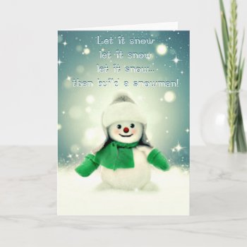 Build A Snowman Christmas Holiday Card by My_Blue_Skye at Zazzle