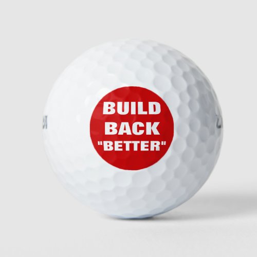 Build Back Better White Red Anti Biden Political Golf Balls