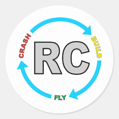 Build Crash Fly RC Classic Round Sticker