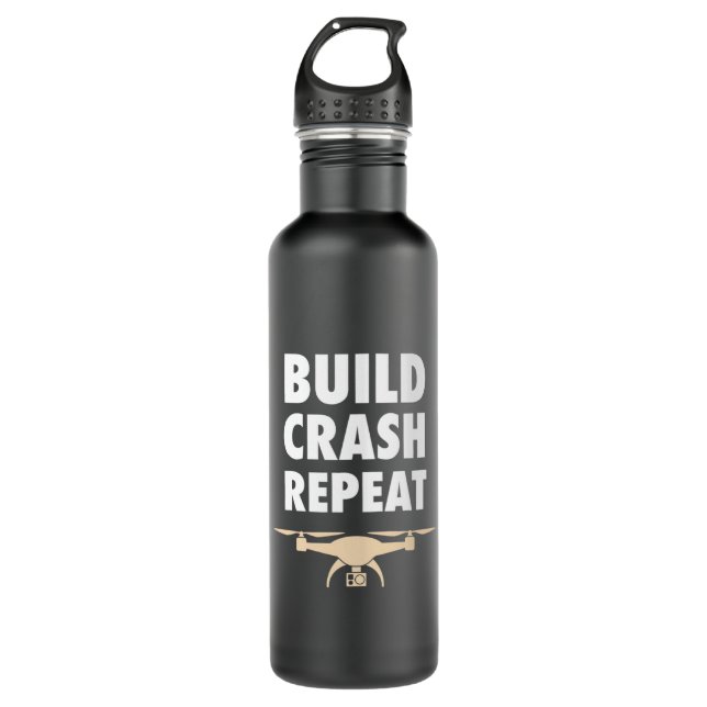 Build Crash Repeat Drone Stainless Steel Water Bottle (Front)