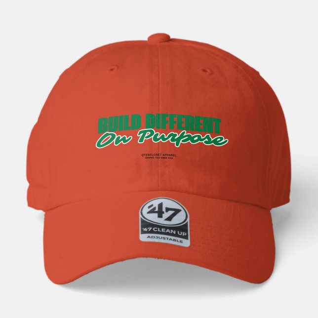 "Build Different" Unisex Baseball Graphic Hat (Front)
