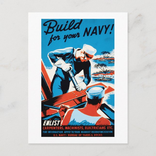 Build For Your Navy Postcard (Front)