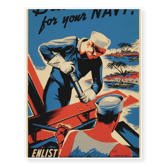 Build for your Navy! Temporary Tattoos (Front)