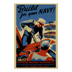 Build For Your Navy World War II Propaganda Poster