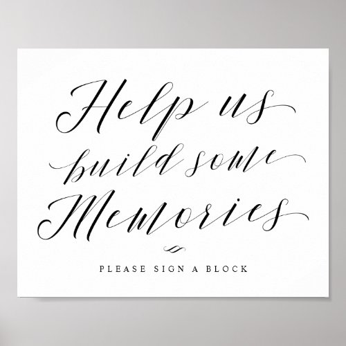 Build Memories Jenga Calligraphy Wedding Sign