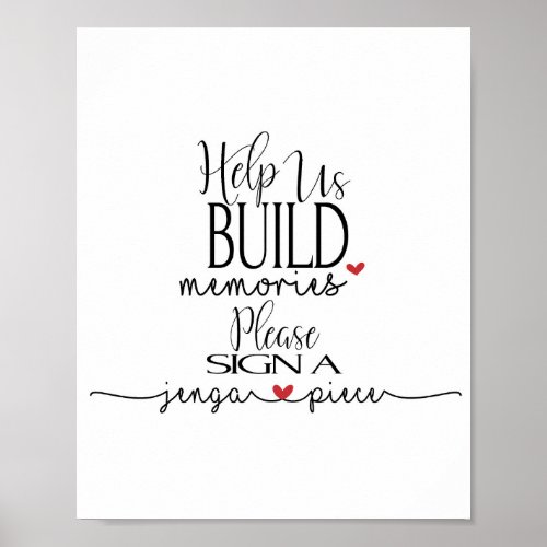 build memories sign a Jenga piece wedding sign