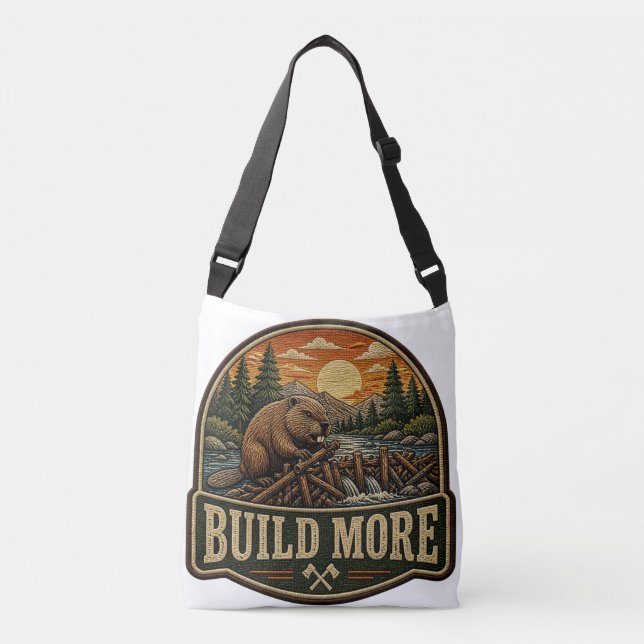 Build More Beaver Outdoor Embroidered Patch Crossbody Bag (Front)