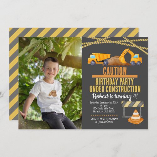 Build the Fun Construction Building Theme Party Invitation